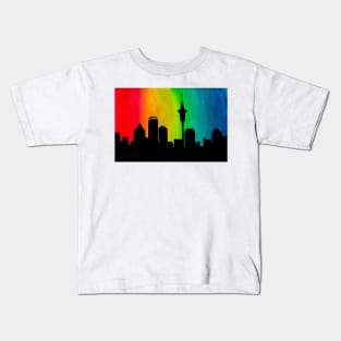 Auckland Skyline - Pride Rainbow Kids T-Shirt